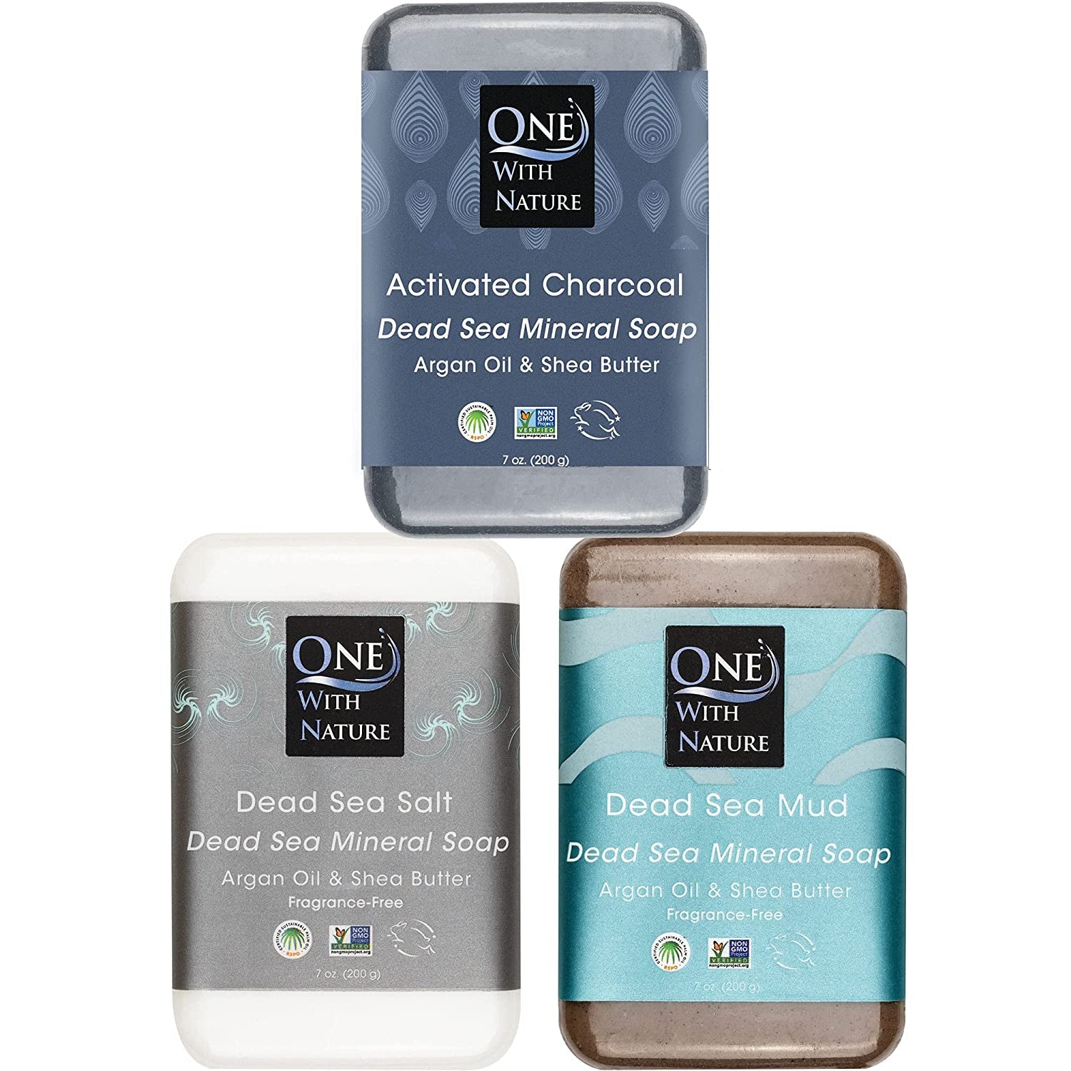 One with Nature Dead Sea Salt Lemon Sage Soap 4Oz 3-Pack – Purifying and Exfoliating Soap Bar with Dead Sea Minerals for Face & Body, for Men & Women