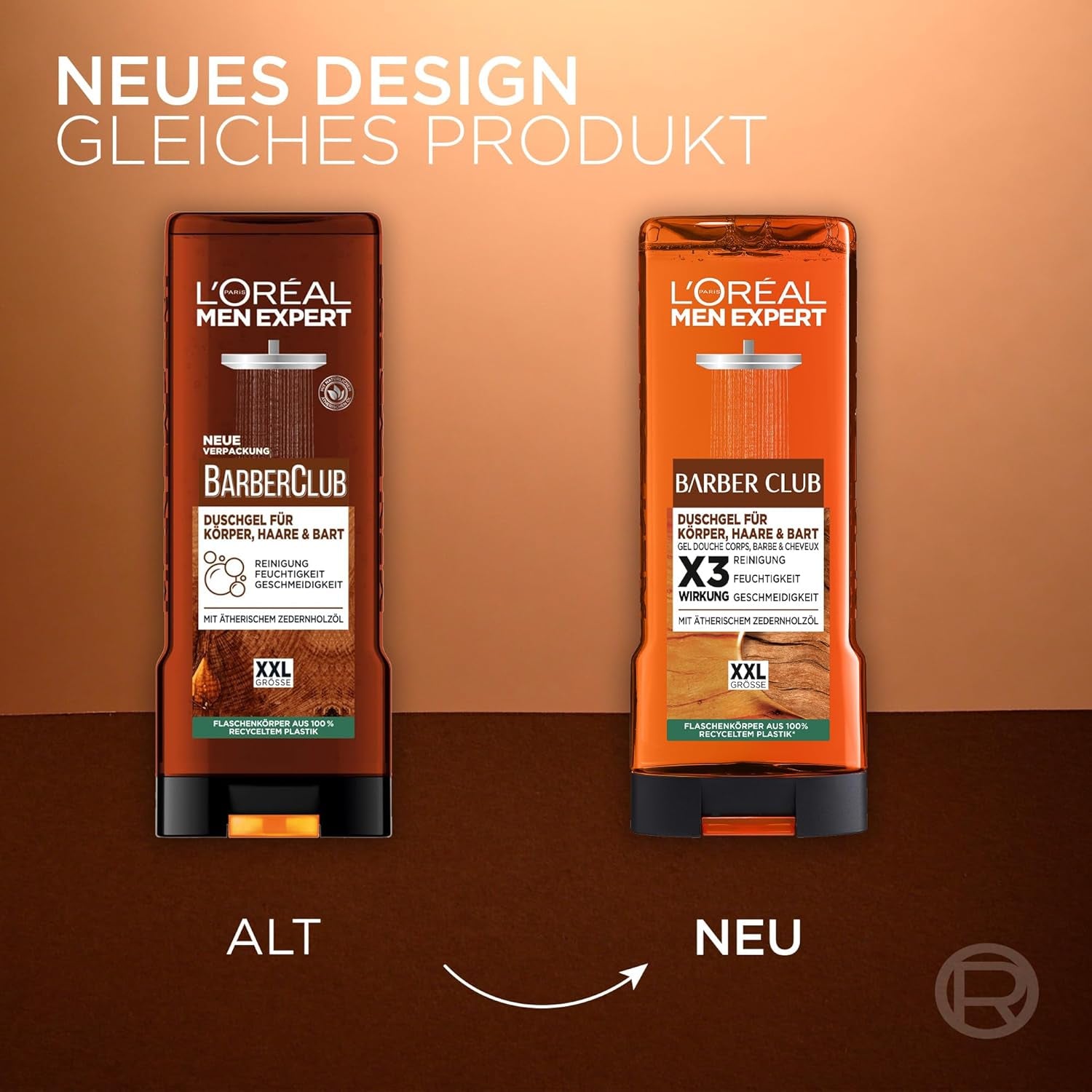 L'Oréal Men Expert XXL Duschgel Und Shampoo Für Männer, Duschbad Zur Reinigung Von Körper, Haar, Gesicht Und Bart, Herren Körperpflege Mit Holzigem Duft Und Zedernholzöl, Barber Club, 1 X 400 Ml