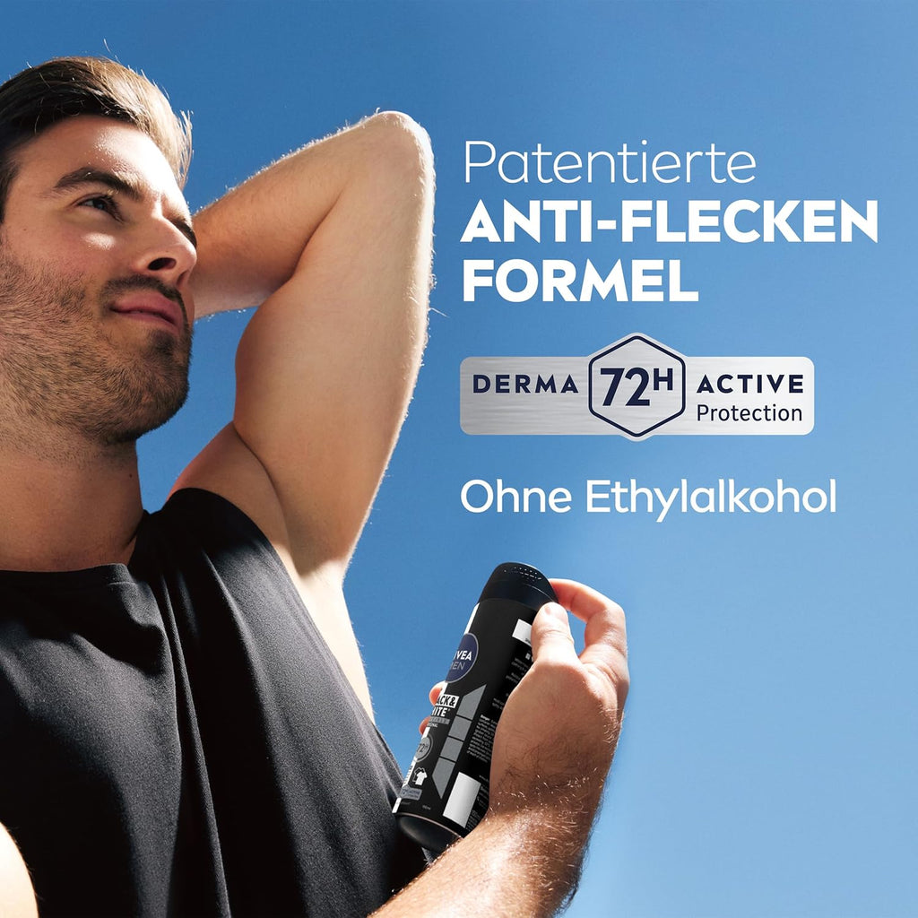 NIVEA MEN Black & White Invisible Deo Spray, Anti-Transpirant Mit Anti-Flecken-Formel, Mit 72H Anti-Transpirant-Schutz Und NIVEA MEN Pflegekomplex (150 Ml)