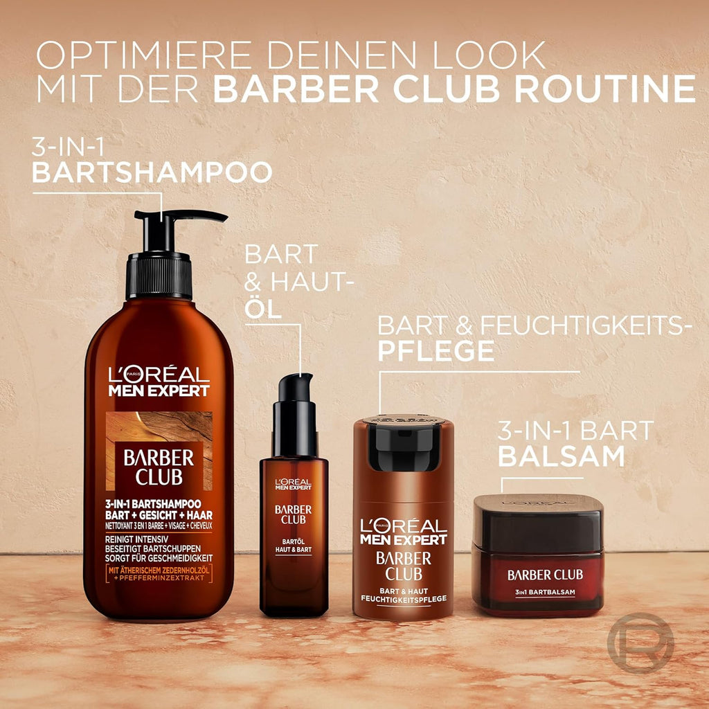 L'Oréal Men Expert XXL Duschgel Und Shampoo Für Männer, Duschbad Zur Reinigung Von Körper, Haar, Gesicht Und Bart, Herren Körperpflege Mit Holzigem Duft Und Zedernholzöl, Barber Club, 1 X 400 Ml