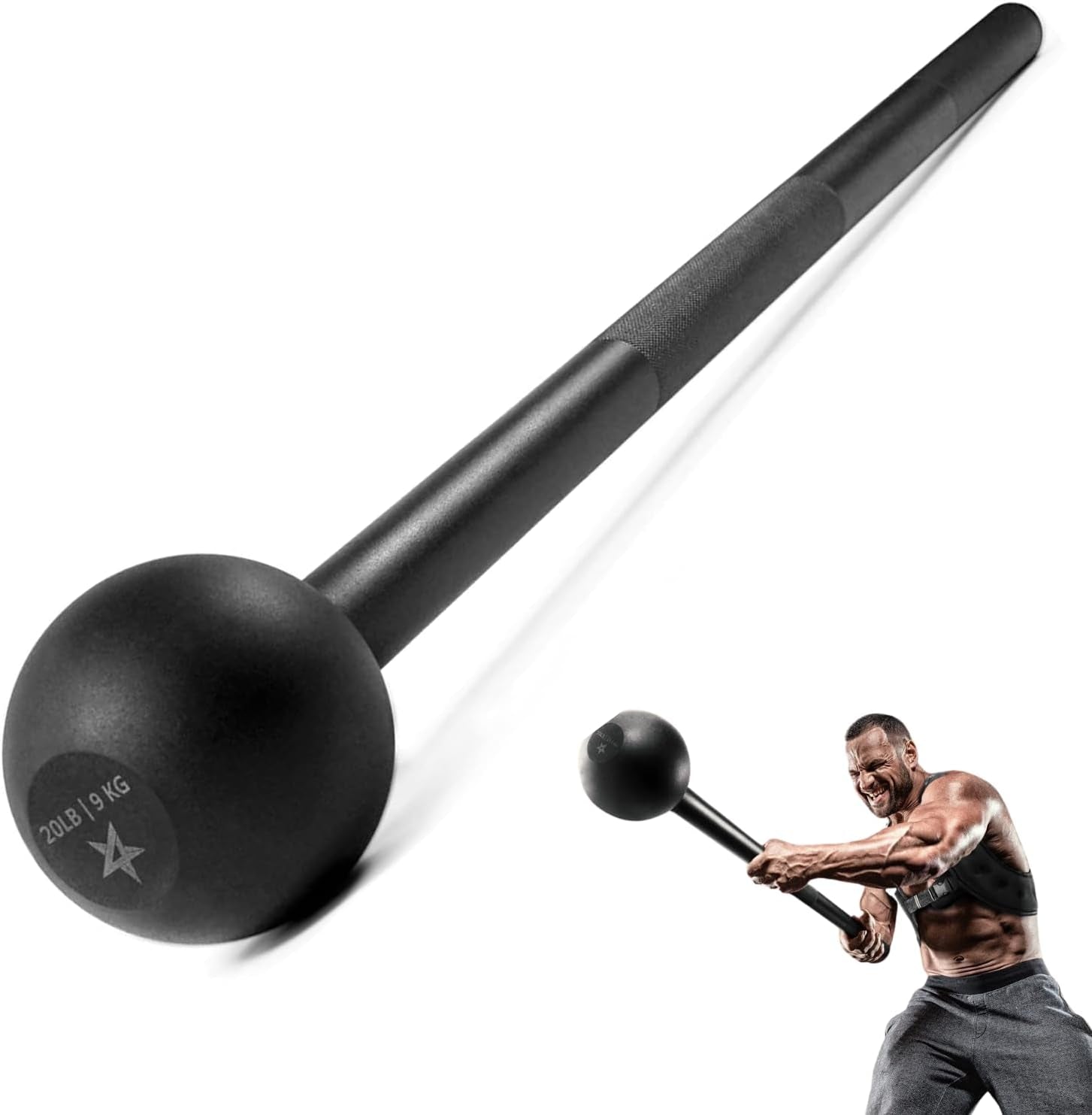 Yes4All Steel Mace Bell for Strength Training, Support Full Body, Muscles, Shoulder, Grips & Forearms Workouts, Stretching 5, 7, 10, 15, 20, 25, 30 LB for Woman & Man