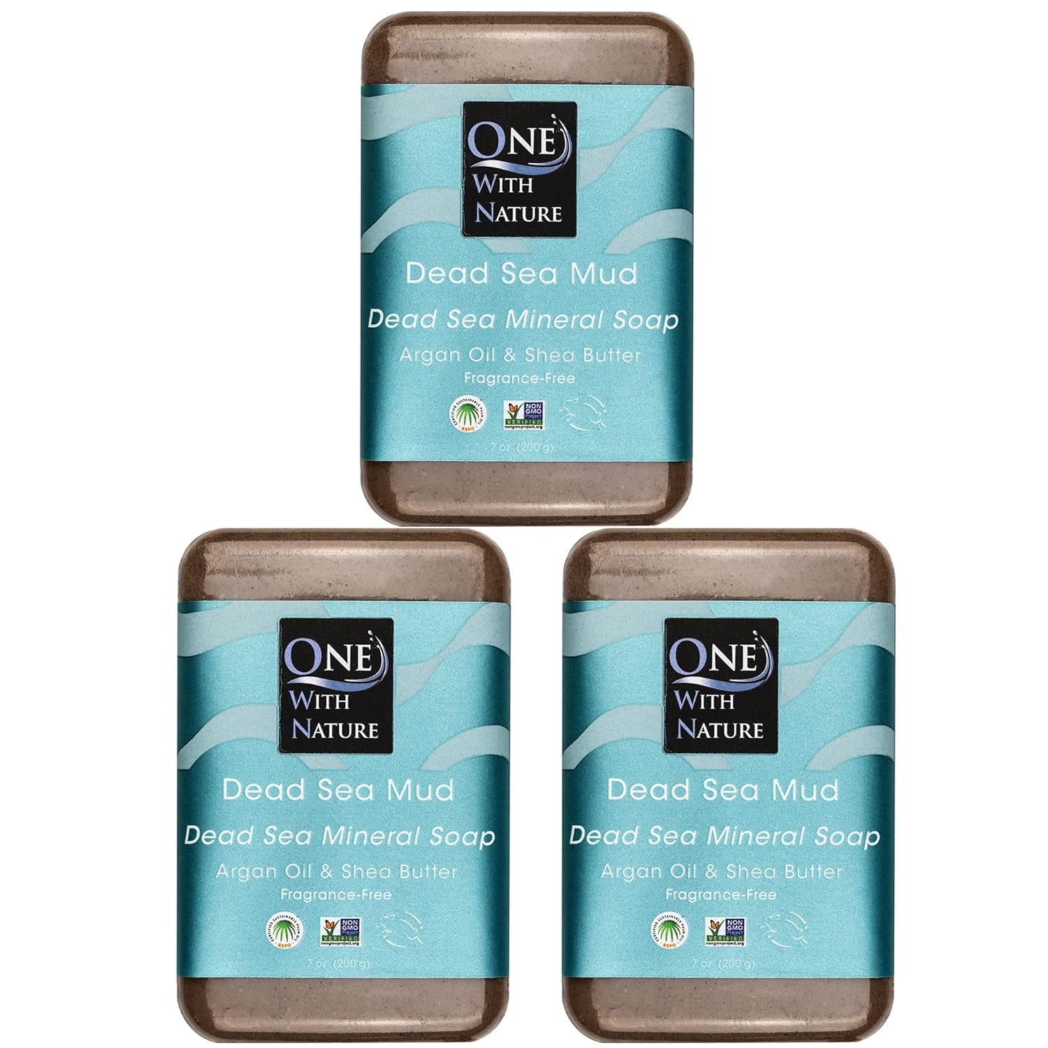 One with Nature Dead Sea Salt Lemon Sage Soap 4Oz 3-Pack – Purifying and Exfoliating Soap Bar with Dead Sea Minerals for Face & Body, for Men & Women