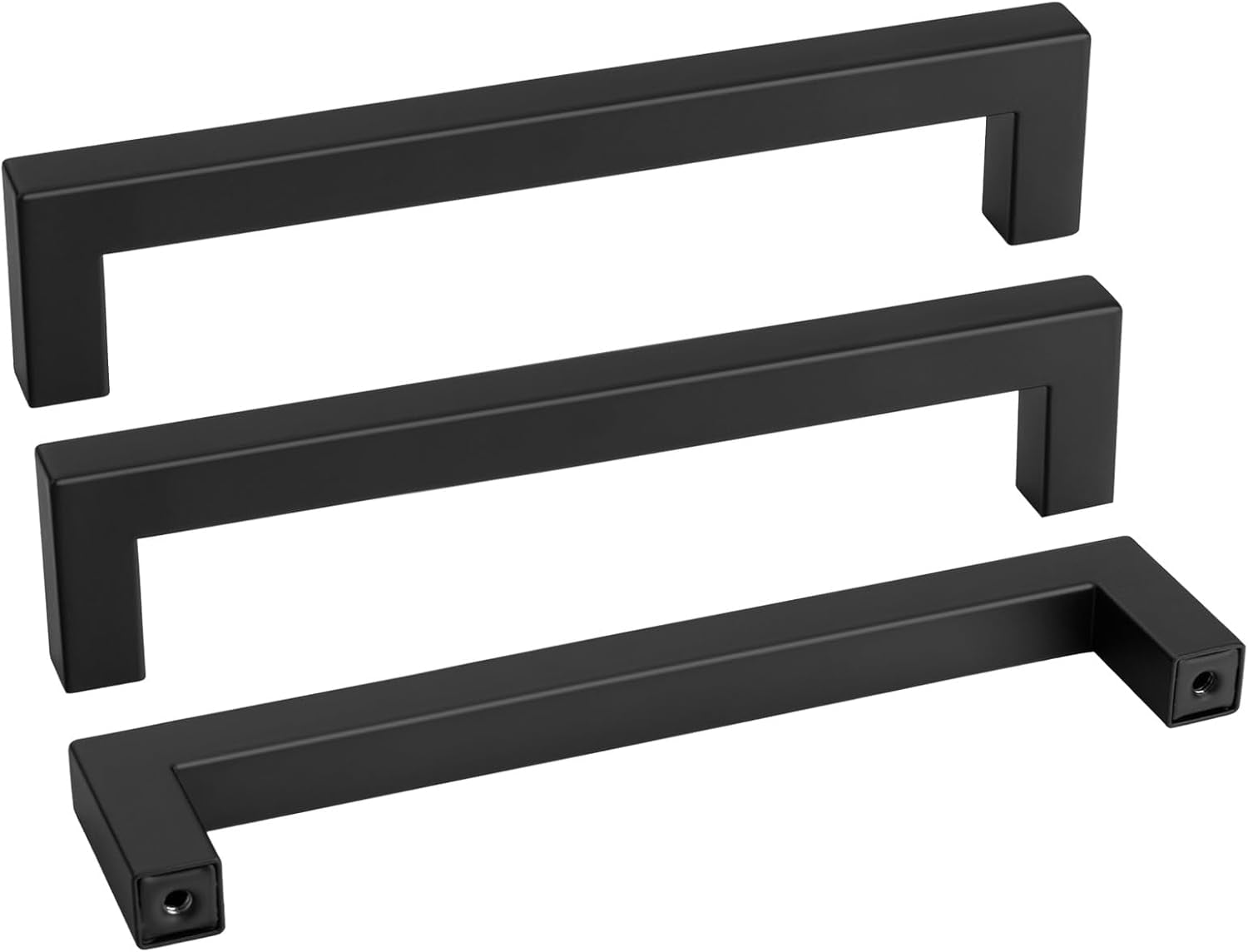 Goldenwarm 10 Pack Black Square Bar Cabinet Pull Drawer Handle Stainless Steel Modern Hardware for Kitchen and Bathroom Cabinets Cupboard,Center to Center 10In(256Mm) Black Drawer Pulls