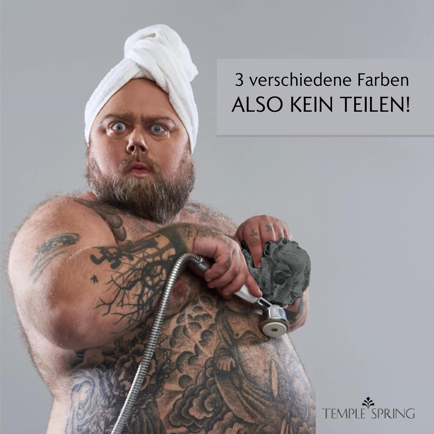 Temple Spring Recycelter Duschschwamm, Körperpeeling Badeschwamm, Luffa Schwamm, Peeling Schwamm Für Eingewachsene Haare, Waschschwamm Körper, Loofah Body Scrubber, Duschschwamm Körper - Kiesstrand