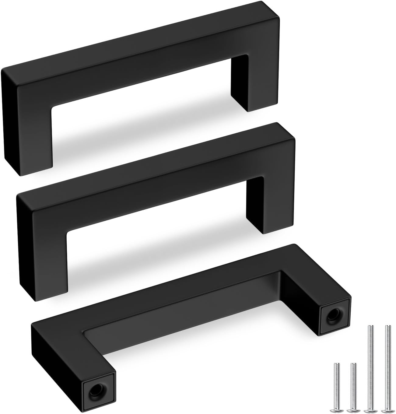 Goldenwarm 10 Pack Black Square Bar Cabinet Pull Drawer Handle Stainless Steel Modern Hardware for Kitchen and Bathroom Cabinets Cupboard,Center to Center 10In(256Mm) Black Drawer Pulls