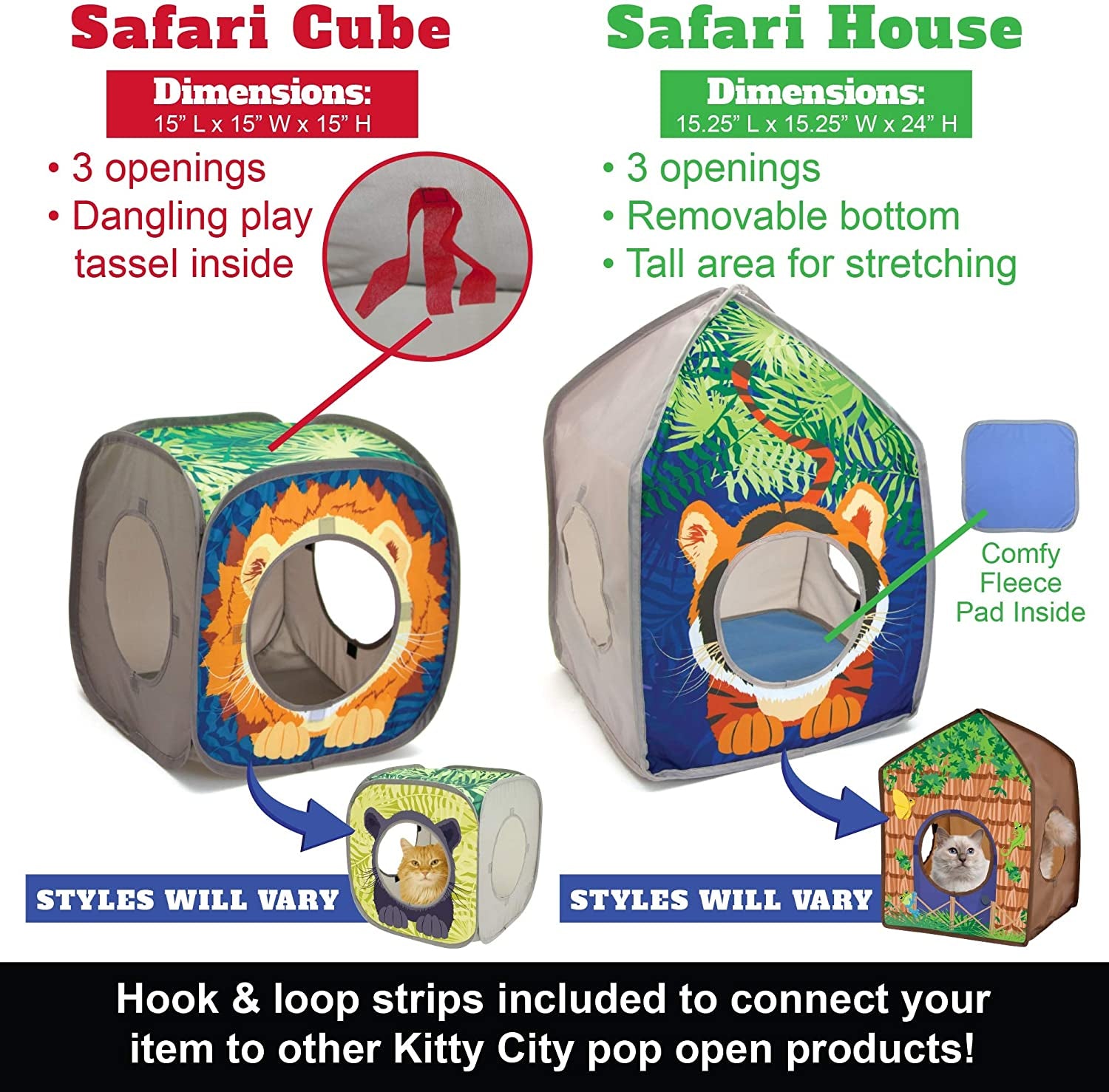 Kitty City Safari Jungle Collapsible Cat Toy Collection, House