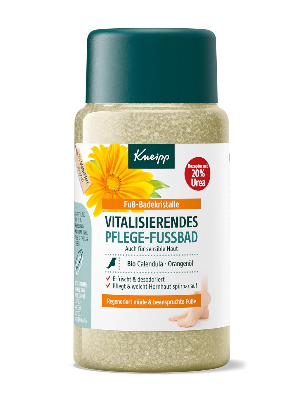 Kneipp Vitalisierendes Pflege-Fußbad - Fußbadekristalle - Auch Für Sensible Haut - Rezeptur Mit 20% Urea - 600 G