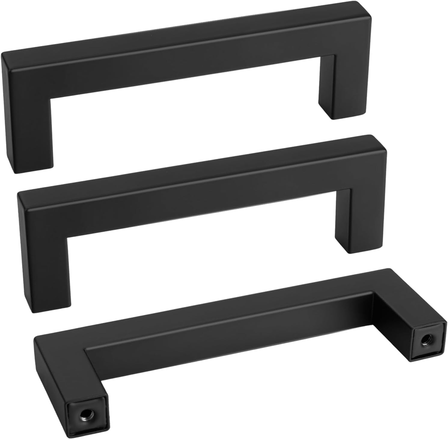 Goldenwarm 10 Pack Black Square Bar Cabinet Pull Drawer Handle Stainless Steel Modern Hardware for Kitchen and Bathroom Cabinets Cupboard,Center to Center 10In(256Mm) Black Drawer Pulls