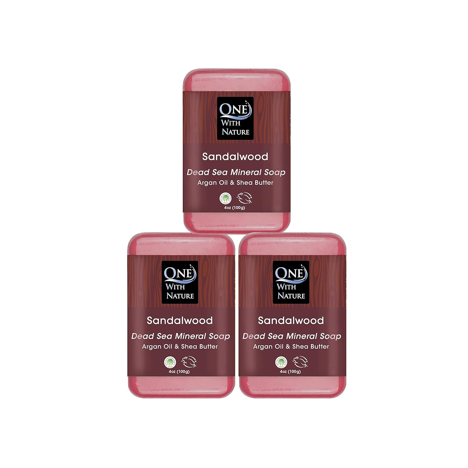 One with Nature Dead Sea Salt Lemon Sage Soap 4Oz 3-Pack – Purifying and Exfoliating Soap Bar with Dead Sea Minerals for Face & Body, for Men & Women