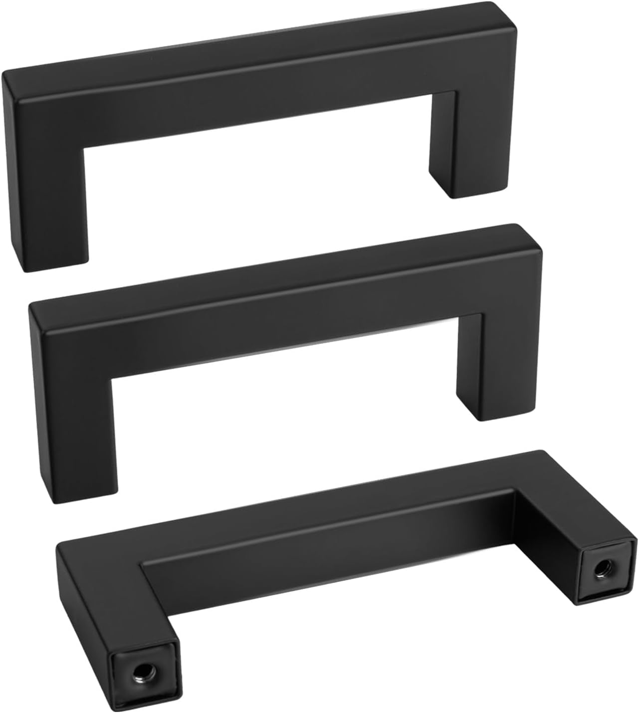 Goldenwarm 10 Pack Black Square Bar Cabinet Pull Drawer Handle Stainless Steel Modern Hardware for Kitchen and Bathroom Cabinets Cupboard,Center to Center 10In(256Mm) Black Drawer Pulls