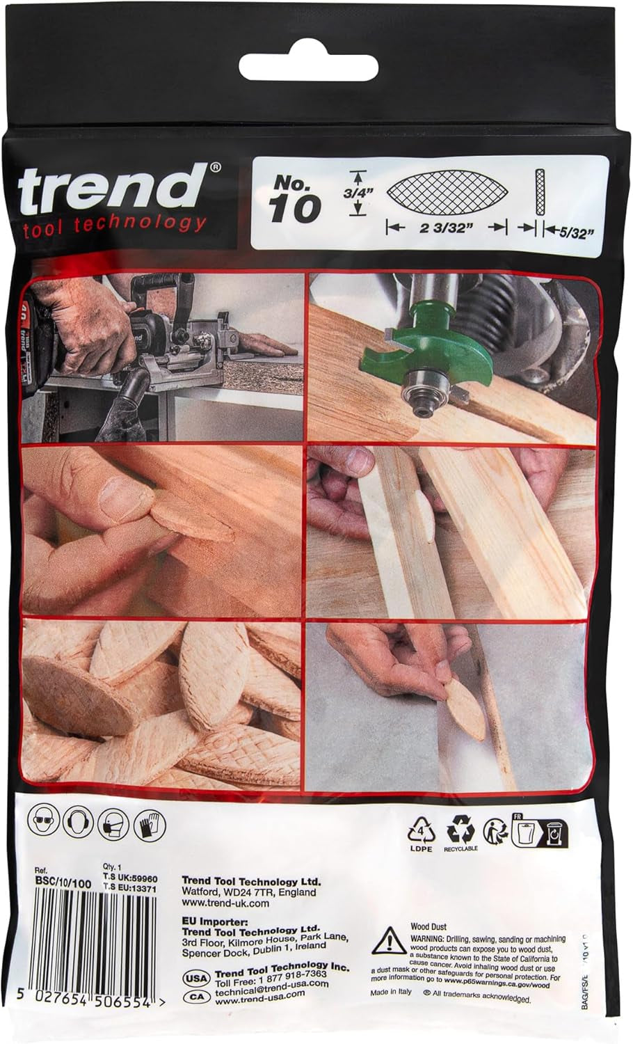 Trend 100Pcs Beechwood Joining Biscuits (No. 10) for Woodworking, Joinery, and Furniture Framing, BSC/10/100