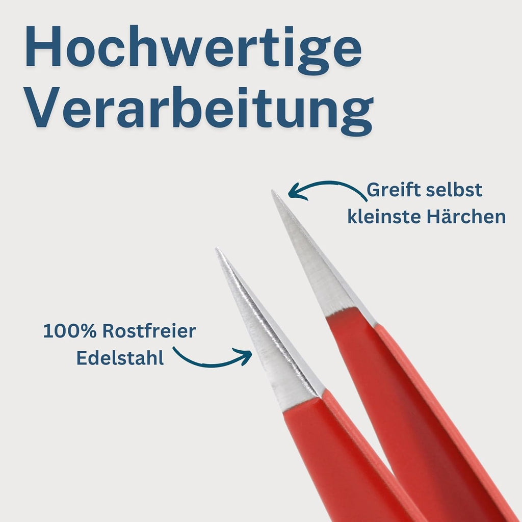 REMOS Splitterpinzette - Edelstahl [INOX] Rostfrei 9.5 Cm - Feine Spitze Rot