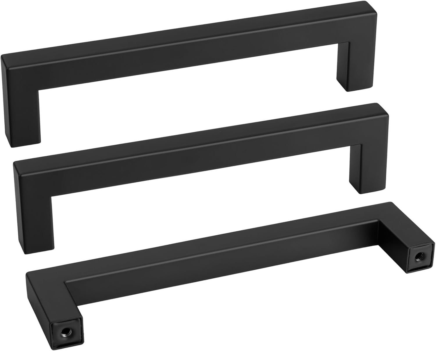 Goldenwarm 10 Pack Black Square Bar Cabinet Pull Drawer Handle Stainless Steel Modern Hardware for Kitchen and Bathroom Cabinets Cupboard,Center to Center 10In(256Mm) Black Drawer Pulls