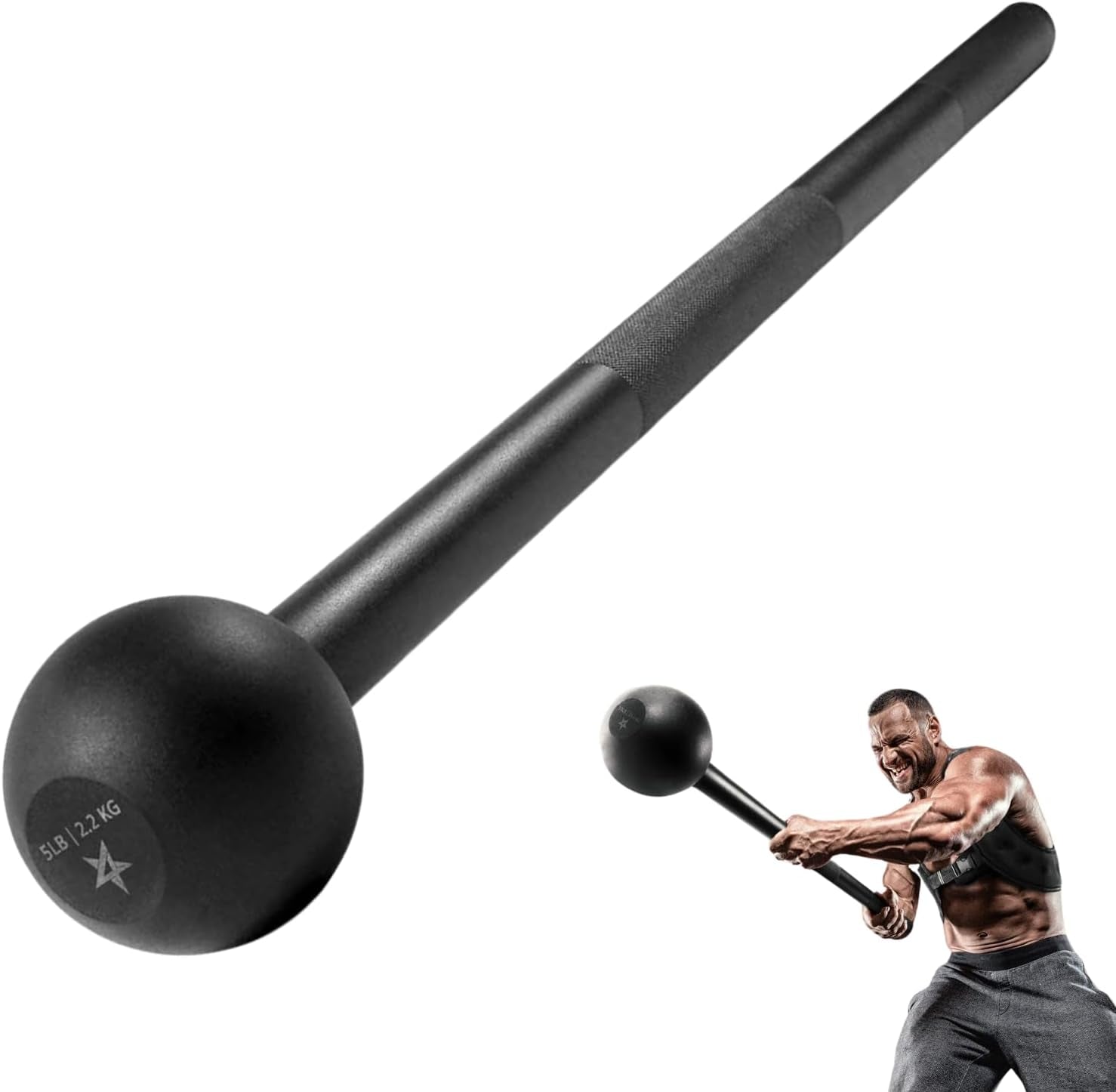 Yes4All Steel Mace Bell for Strength Training, Support Full Body, Muscles, Shoulder, Grips & Forearms Workouts, Stretching 5, 7, 10, 15, 20, 25, 30 LB for Woman & Man