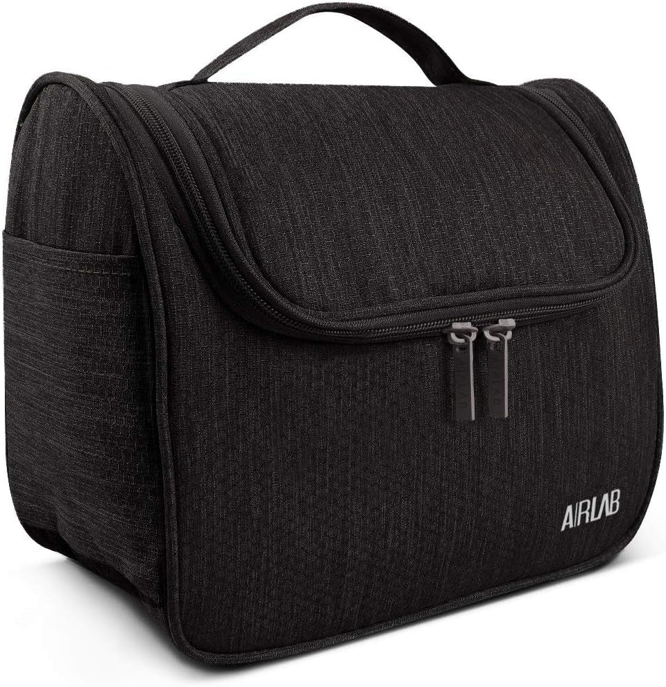 Kulturbeutel Zum Aufhängen, Airlab Kulturtasche Mit Tragegriff Und Haken, Größe: 24 X 19,5 X 12,5Cm, Schwarz