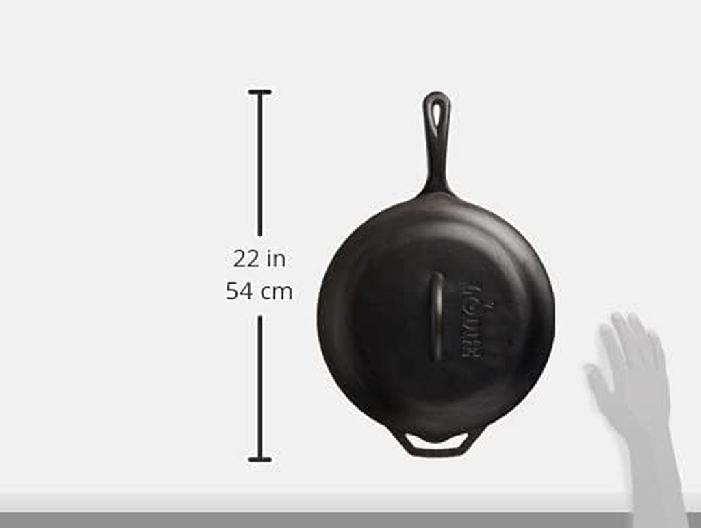 Lodge 5 Quart Pre-Seasoned Cast Iron Deep Skillet with Lid - Signature Teardrop Handle & Assist Handle - Use in the Oven, on the Stove or Grill, or over a Campfire - Use to Sear, Sauté, Bake, Broil, Braise, Fry, or Grill - Black