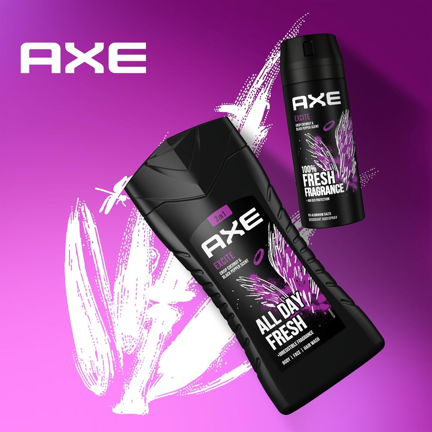 Axe Deospray Excite Deodorant without Aluminum with Effective Protection against Body Odor 3-Pack (3X 150 Ml)