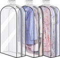 Gusseted Clear Suit Covers Garment Bags for Clothes 100Cm Waterproof Cothes Covers Protector Bags with Side Zip for Coats, Shirts, Dresses, 3 Packs