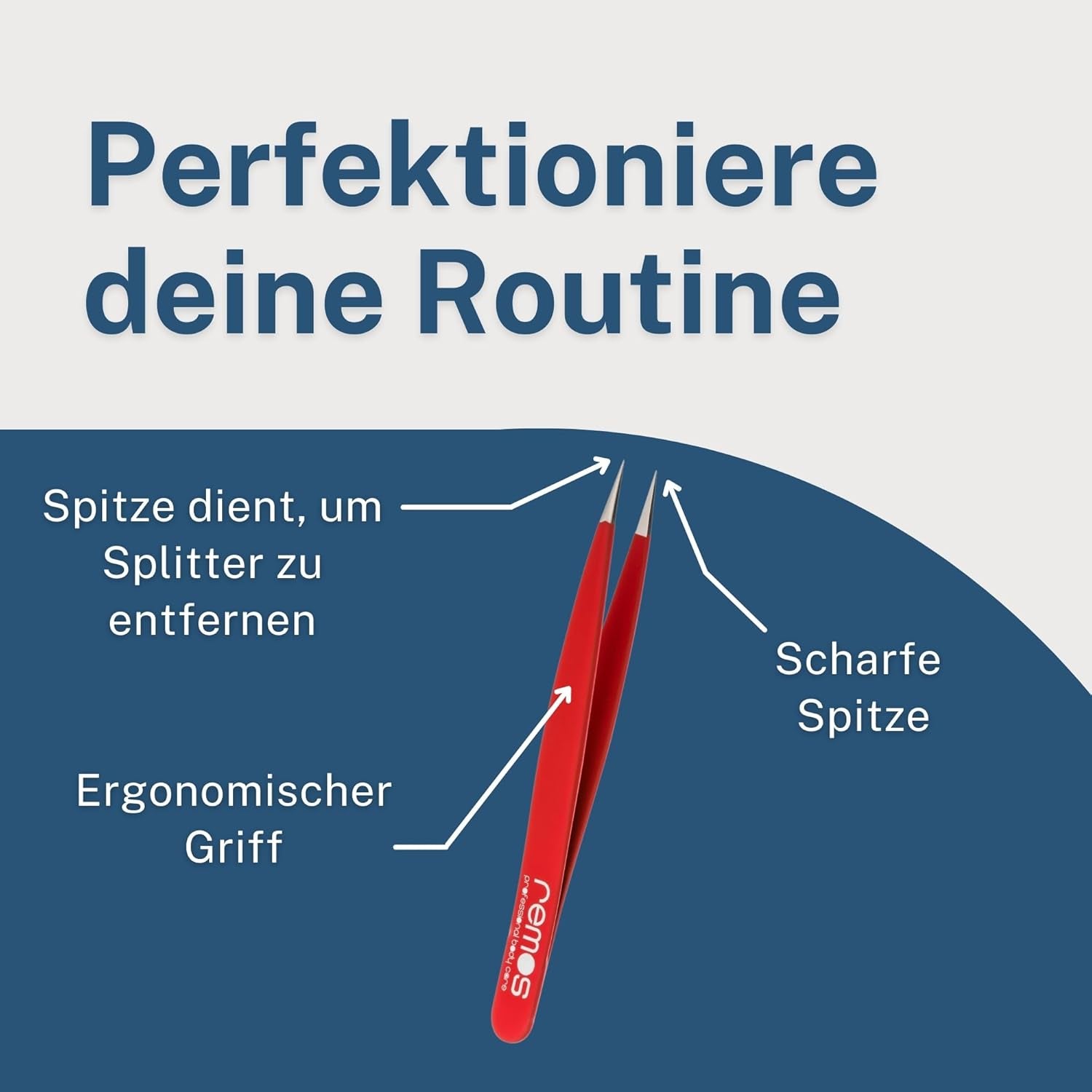REMOS Splitterpinzette - Edelstahl [INOX] Rostfrei 9.5 Cm - Feine Spitze Rot