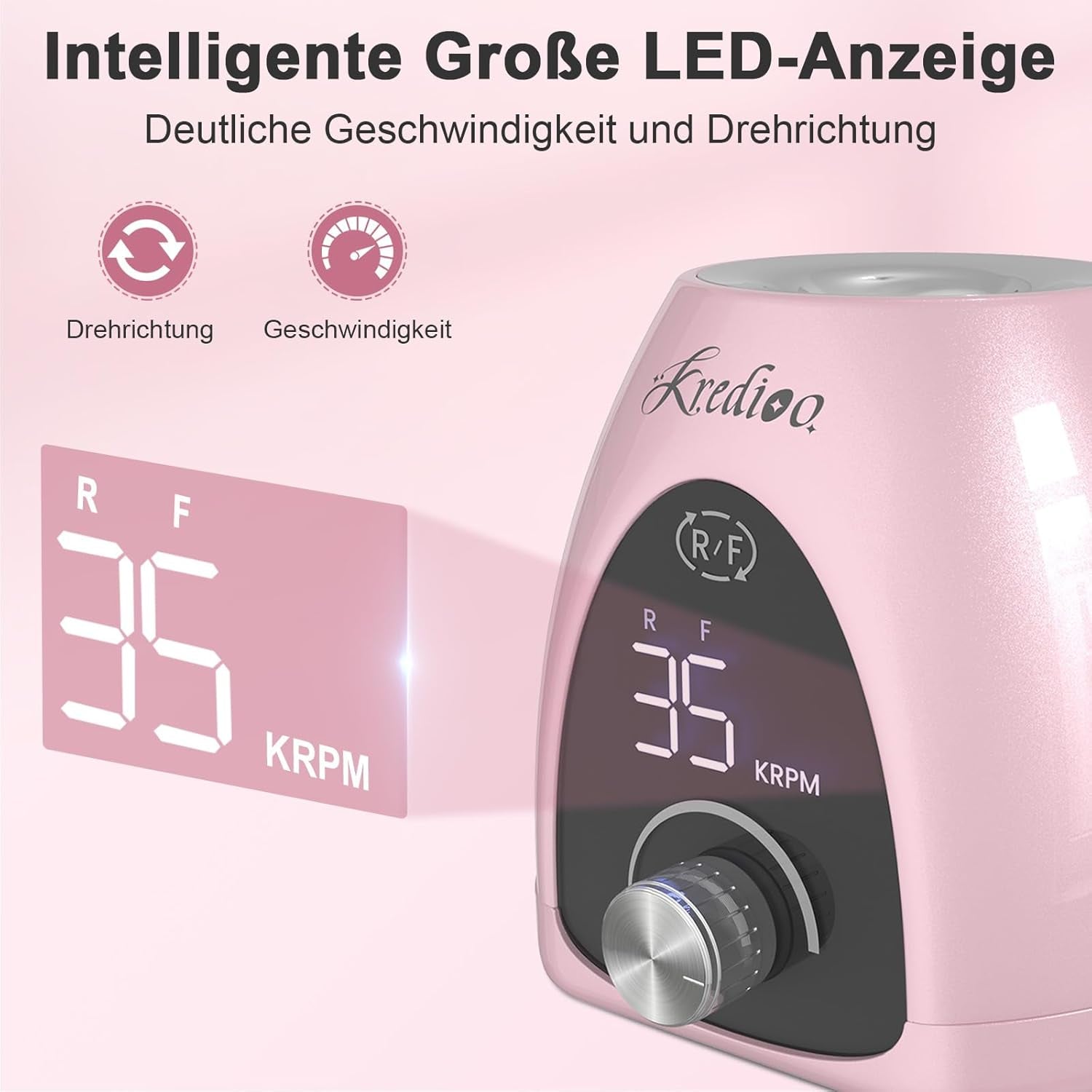 Nagelfräser Für Gelnägel 35000 U/Min Elektrische Nagelfräser 6 in 1 Maniküre Set Elektrisch Stufenlose Geschwindigkeit Mit LED Dislay Für Nagelhaut Shellac Acrylgel, Sicher Für Anfänger Profi