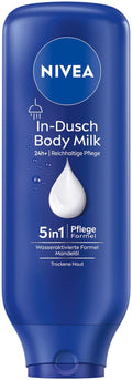 NIVEA In-Dusch Body Milk (400 Ml), Körpercreme Mit Mandel-Öl Und Wasseraktivierter 5In1 Pflege Formel, Feuchtigkeitsspendende Body Lotion Für Die Dusche