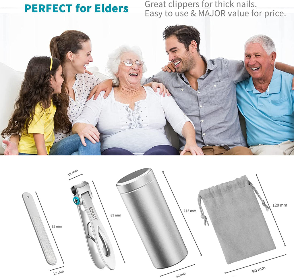 Nagelknipser Mit 15 Mm Breiter Kieferöffnung Für Dicke Nägel, Fingernagelknipser Für Eingewachsene Zehennagelknipser Für Männer, Harte Nägel, Senioren, Erwachsene. Edelstahl Groß (Silber)