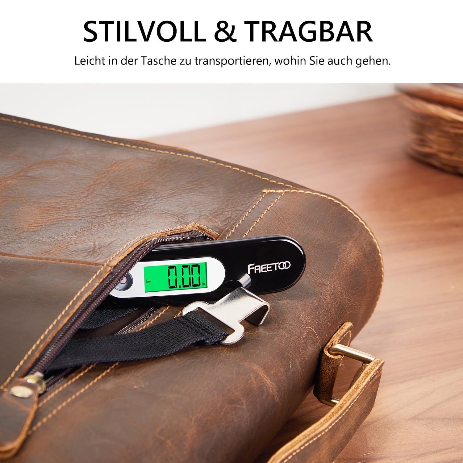 FREETOO Gepäckwaage Tragbare Digitale Kofferwaage Lcd-Anzeige Mit Hintergrundbeleuchtung Tara-Funktion Praktisch Für Reisen/Familienleben Bis 50KG (Schwarz)