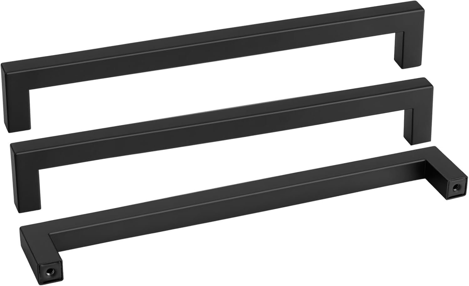 Goldenwarm 10 Pack Black Square Bar Cabinet Pull Drawer Handle Stainless Steel Modern Hardware for Kitchen and Bathroom Cabinets Cupboard,Center to Center 10In(256Mm) Black Drawer Pulls