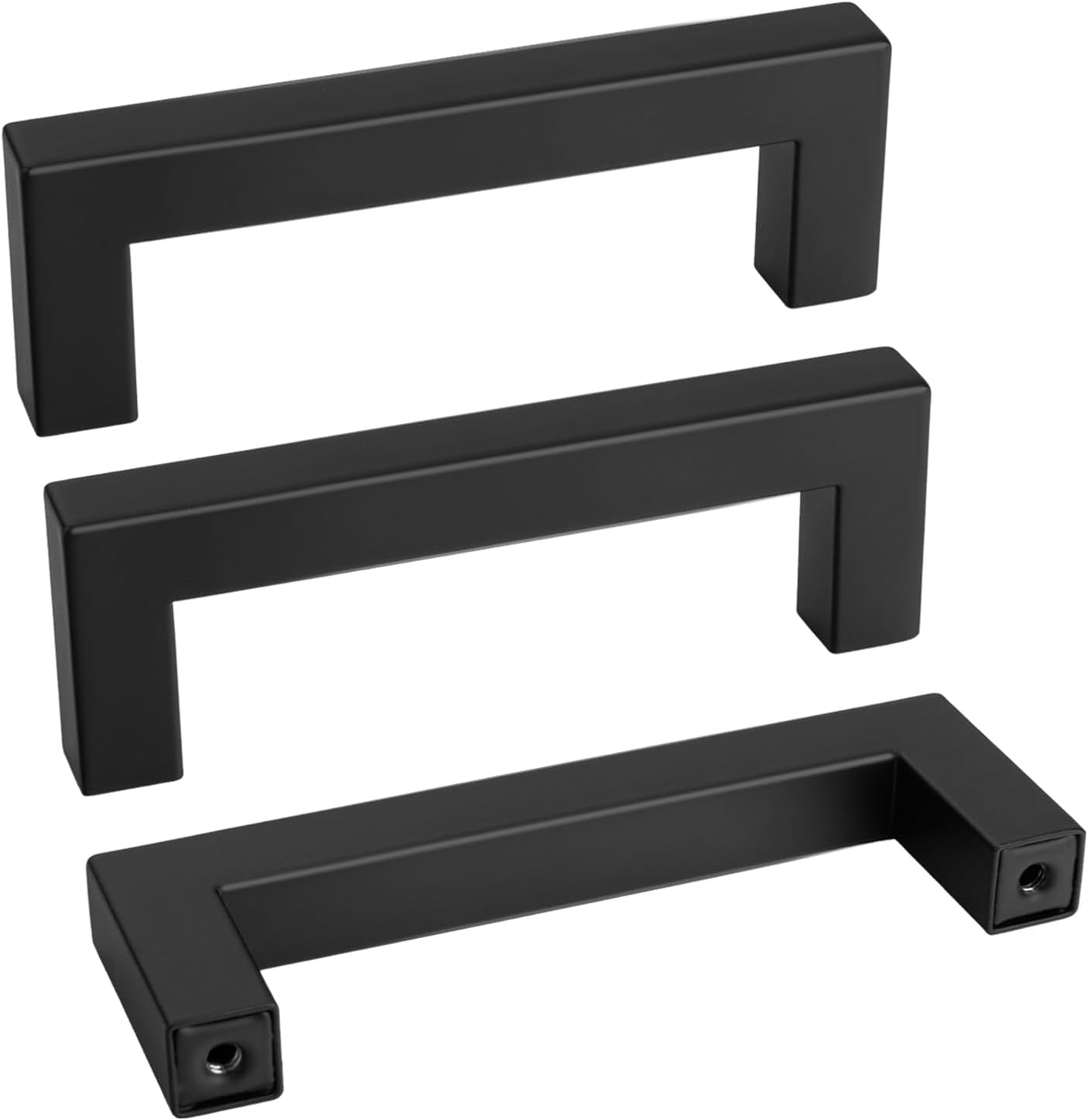 Goldenwarm 10 Pack Black Square Bar Cabinet Pull Drawer Handle Stainless Steel Modern Hardware for Kitchen and Bathroom Cabinets Cupboard,Center to Center 10In(256Mm) Black Drawer Pulls