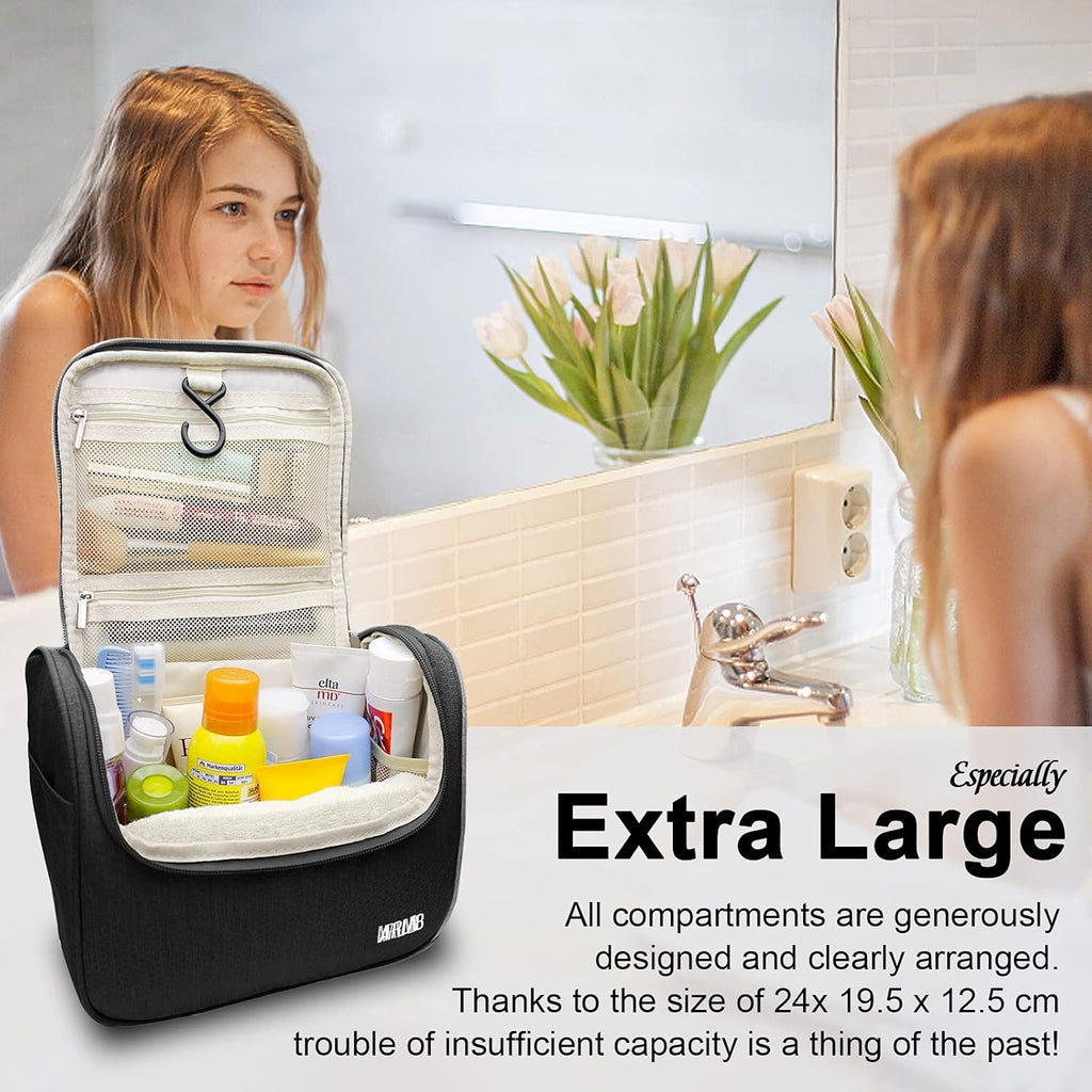 Kulturbeutel Zum Aufhängen, Airlab Kulturtasche Mit Tragegriff Und Haken, Größe: 24 X 19,5 X 12,5Cm, Schwarz