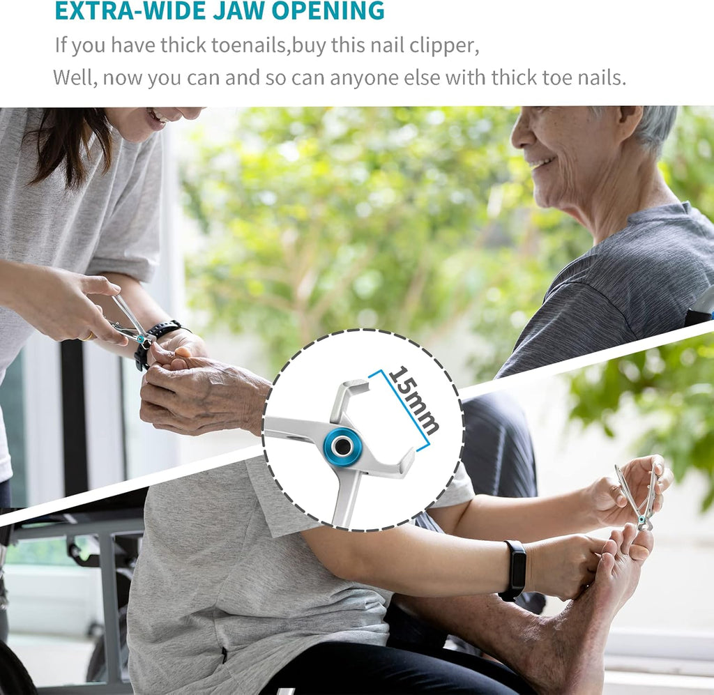 Nagelknipser Mit 15 Mm Breiter Kieferöffnung Für Dicke Nägel, Fingernagelknipser Für Eingewachsene Zehennagelknipser Für Männer, Harte Nägel, Senioren, Erwachsene. Edelstahl Groß (Silber)