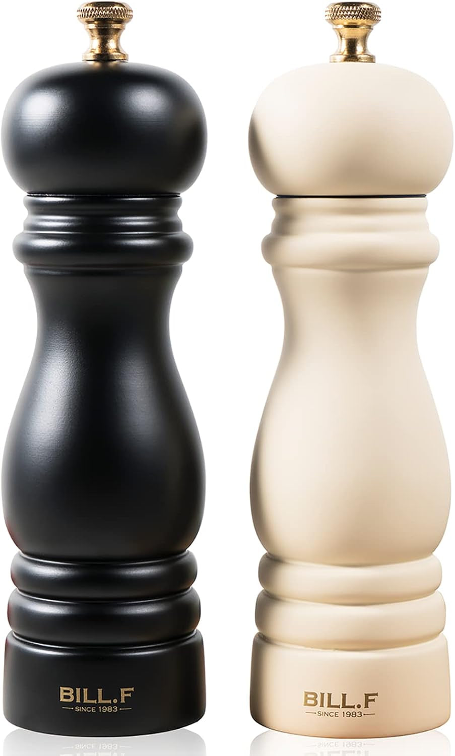 BILL.F Salt and Pepper Grinder Wooden Pepper Mill Grinder Salt Pepper Shakers Set of 2 with Adjustable Ceramic Rotor- 7 Inch