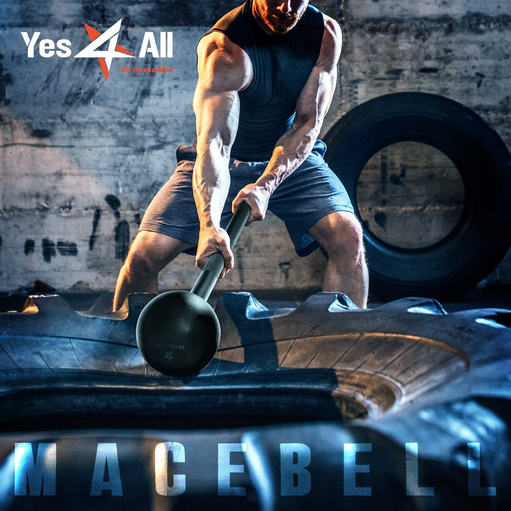 Yes4All Steel Mace Bell for Strength Training, Support Full Body, Muscles, Shoulder, Grips & Forearms Workouts, Stretching 5, 7, 10, 15, 20, 25, 30 LB for Woman & Man