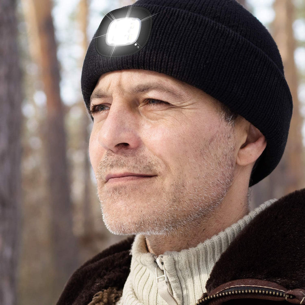 Etsfmoa Unisex Beanie with the Light Gifts for Men Dad Father USB Rechargeable Caps