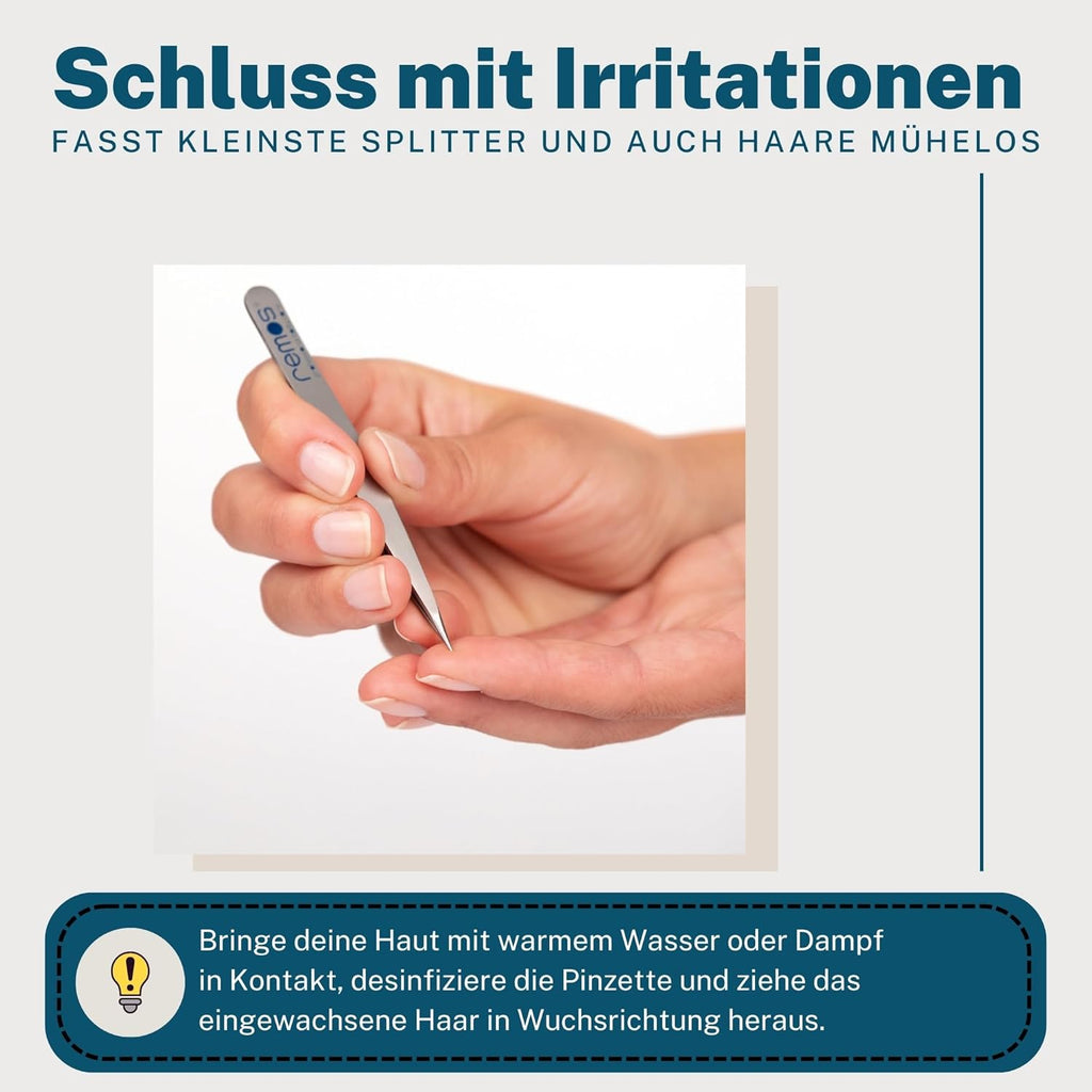 REMOS Splitterpinzette - Edelstahl [INOX] Rostfrei 9.5 Cm - Feine Spitze Rot