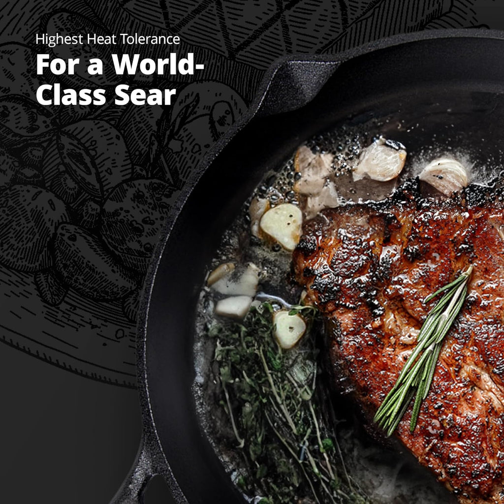 Greater Goods 10-Inch Cast Iron Skillet, Organically Pre-Seasoned, Heavy-Duty Pan for Frying, Baking, Grilling, Indoor and Outdoor Cooking