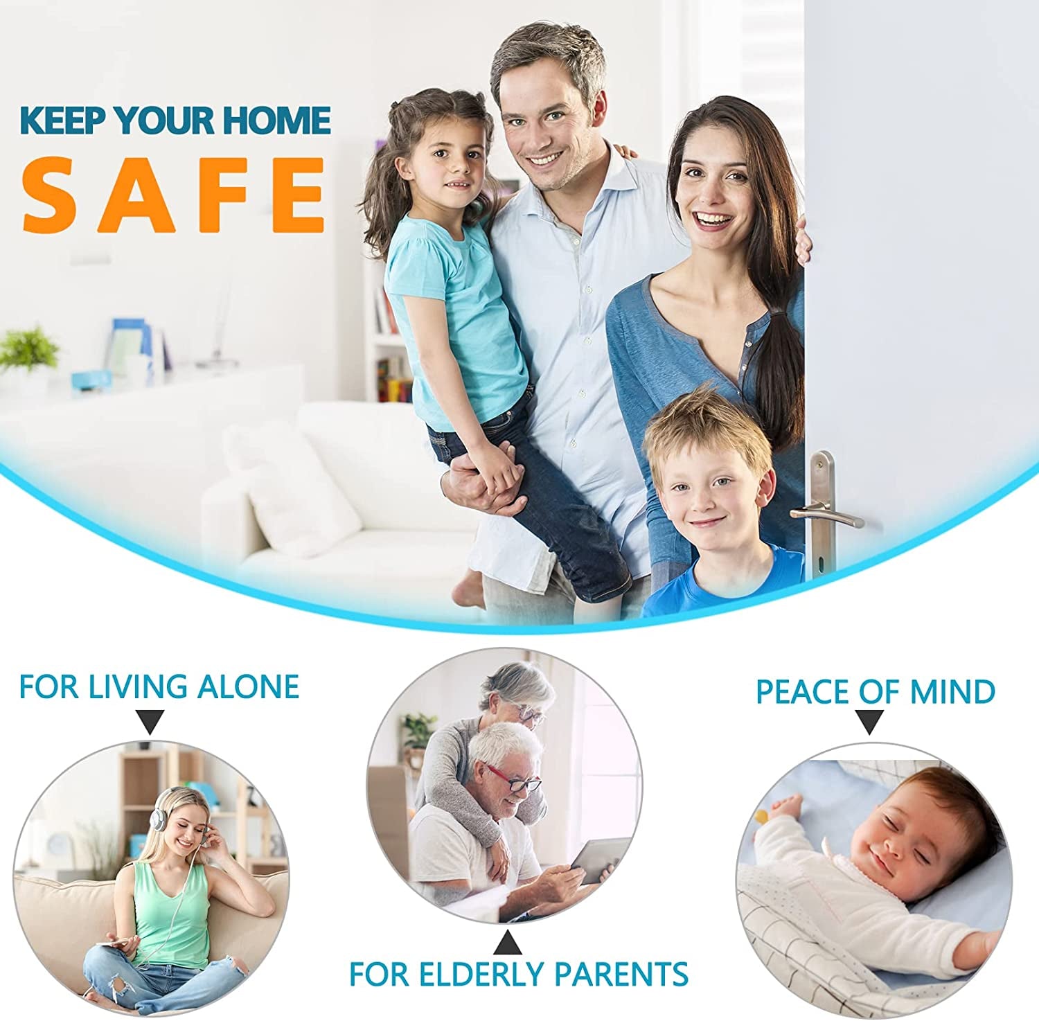 Home Security Door Reinforcement Lock - Safety Child Proof Door Locks with 8 Screws for Inward Swinging Front Doors, Extra Add a Top Lock inside Withstands 800 Lbs Deadbolt Latch, Guard Bedroom Patio