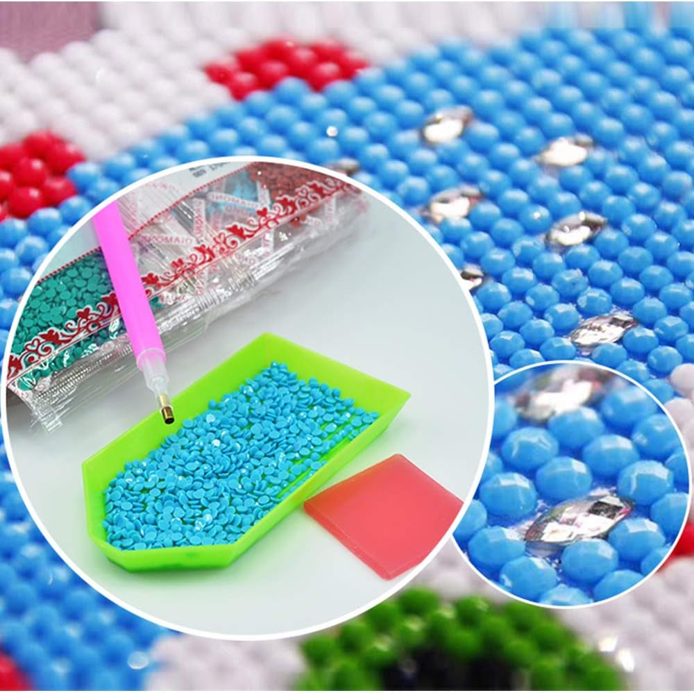 Diamond Painting Zubehör,52Tlg DIY 5D Diamond Painting Werkzeug Set,Diamant Malerei Werkzeuge Kits Diamant Stifte Zubehör Mit Stift, Pinzette, Taschen,Klebeton,Kunststoffschale (With Roller)