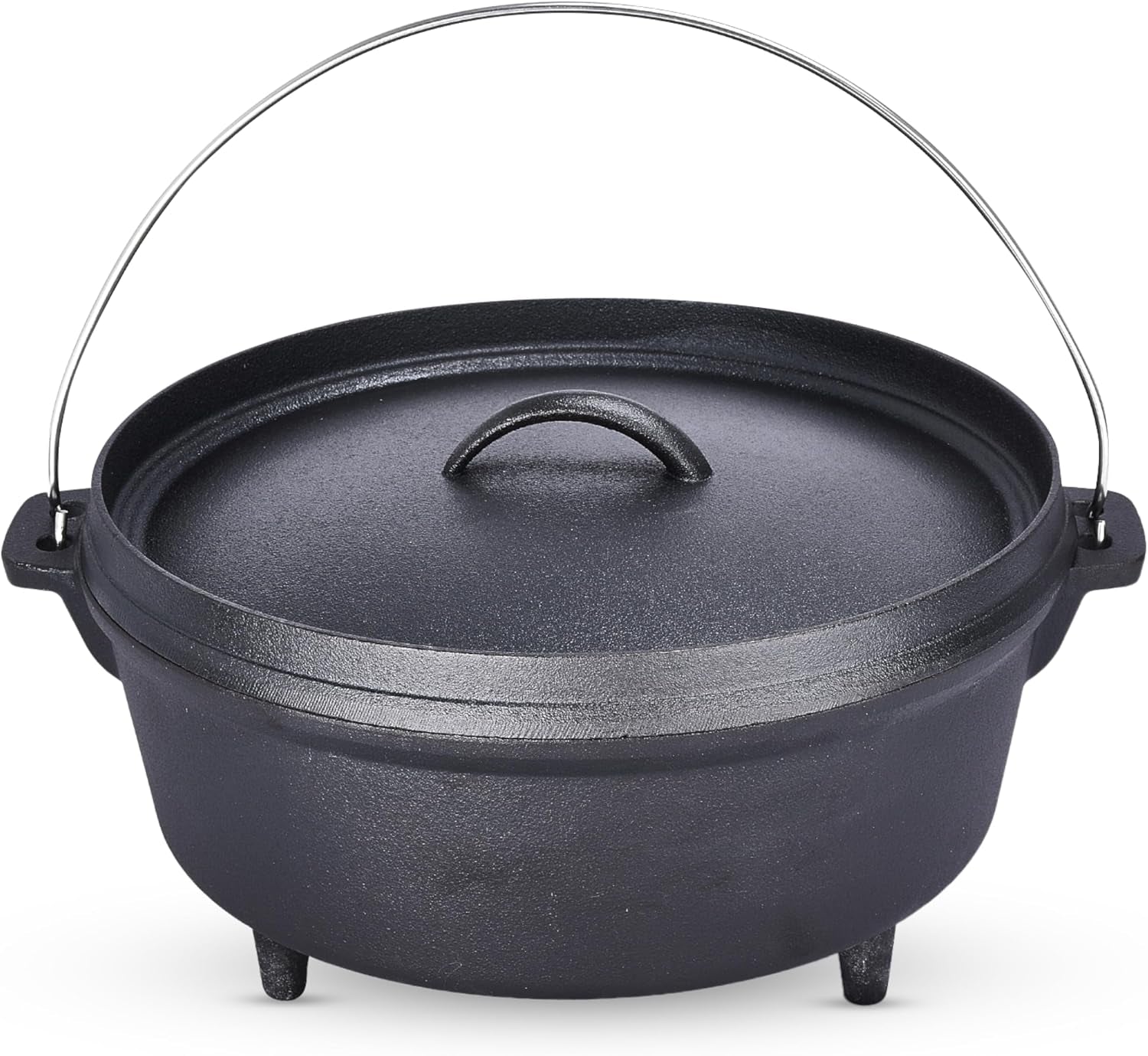 Bruntmor Pre-Seasoned Cast Iron Double Dutch Oven with Skillet Lid - 7 Quart All-In-One Casserole and Braising Pan - Heavy Duty and Oven Safe Black Cookware for Versatile Cooking - 14.7 X 6.9 Inches