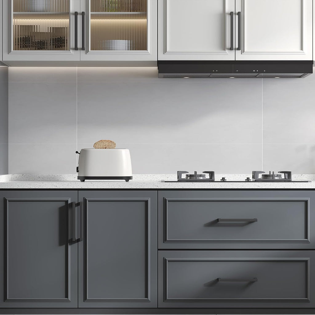 Goldenwarm 10 Pack Black Square Bar Cabinet Pull Drawer Handle Stainless Steel Modern Hardware for Kitchen and Bathroom Cabinets Cupboard,Center to Center 10In(256Mm) Black Drawer Pulls