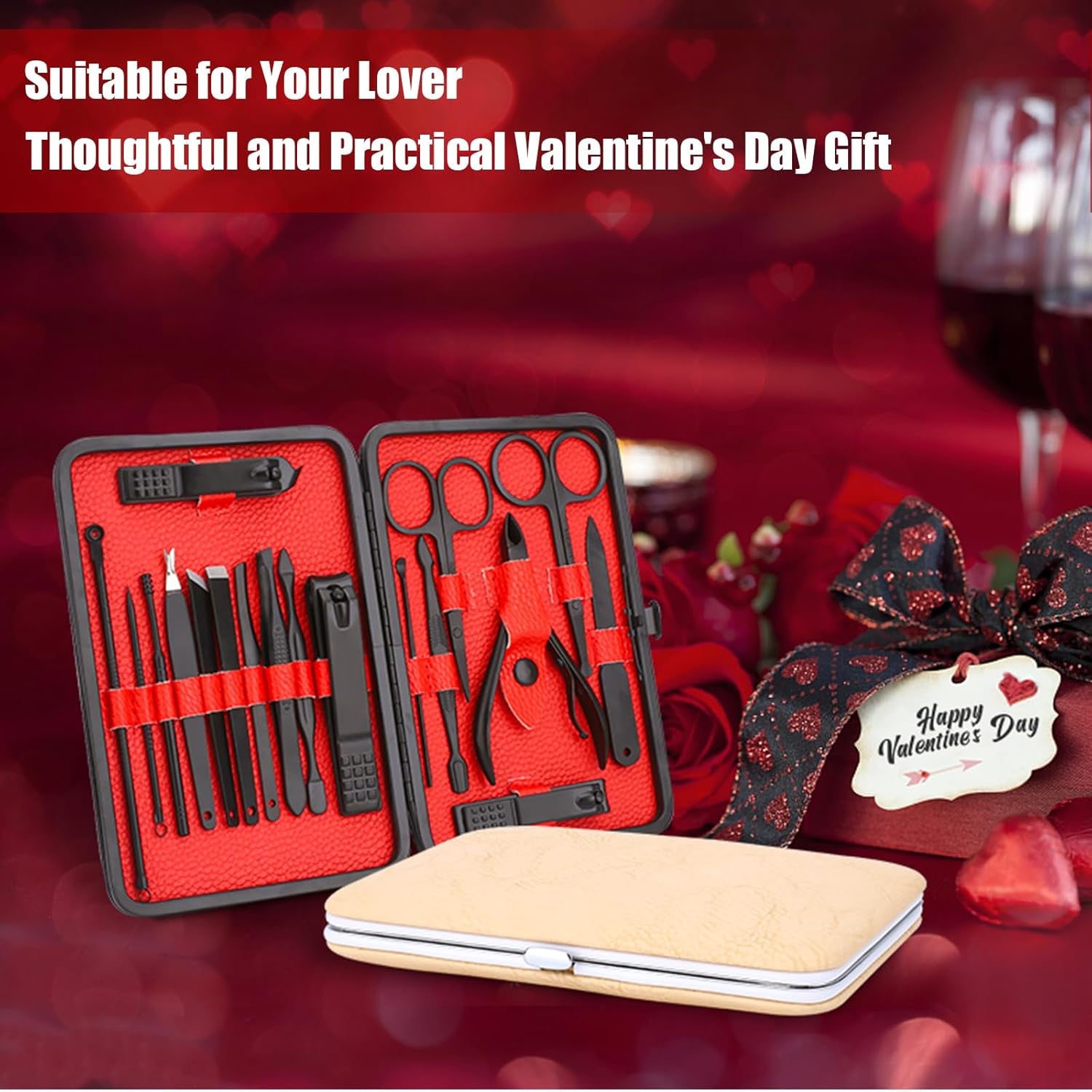 Maniküre Set - Nagelset Für Männer - Edelstahl Nagelknipser Set - Professionelles Pediküre Set Fußpflege - Nagelpflege Zubehör Für Fußnägel & Fingernägel - Tragbares Nail Kit(Roségold)