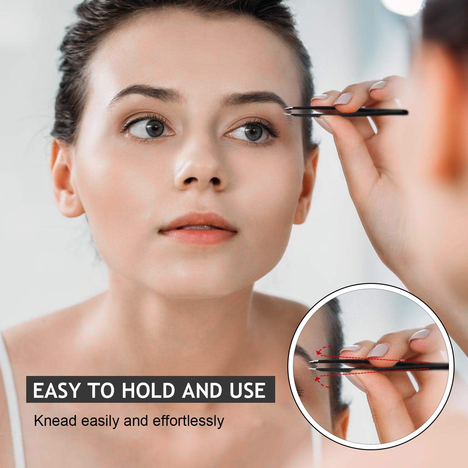 Upmore 4X Pinzette Set Edelstahl - Schwarz Augenbrauenpinzette Set Schere Pinzette, Gerade Schräge Spitze Zupfpinzette Splitterpinzette Spitzpinzette Für Frauen Und Männer